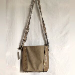 Simply Noelle Two ToneTaupe Shoulder Bag NEW, Changeable Straps Studded Feet